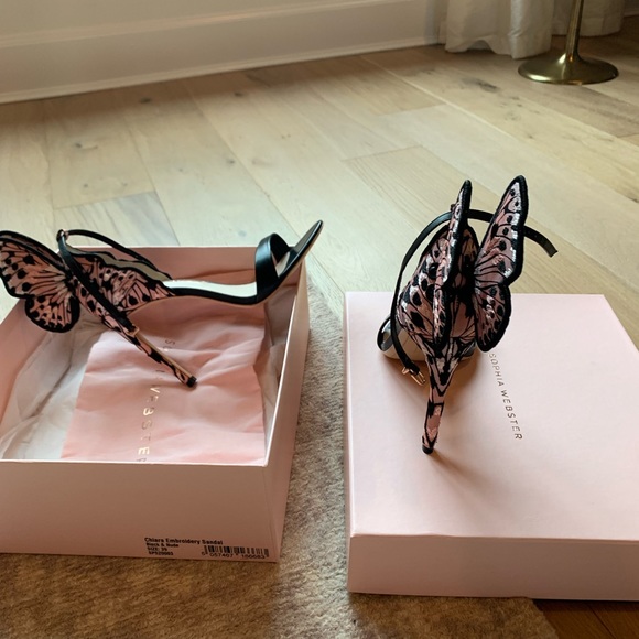 SOPHIA WEBSTER authentic never worn black leather with pink butterfly - Picture 1 of 4